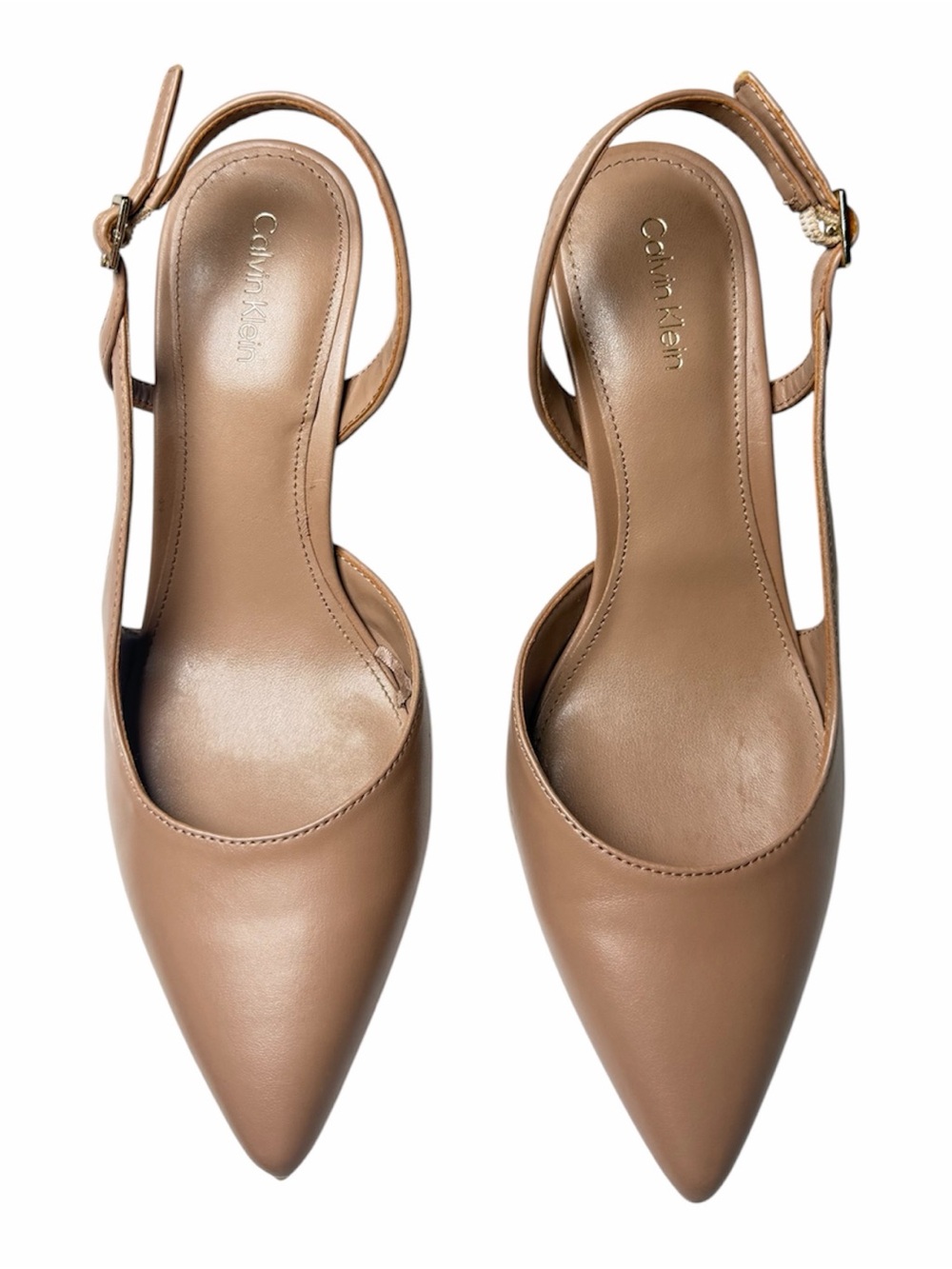 Calvin Klein Women's Tan Pointed Slingback Heels